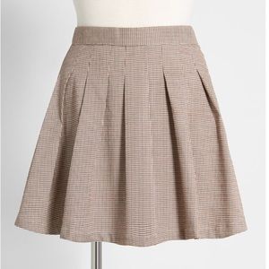 Modcloth Wild Pony Pleated Skirt Brown